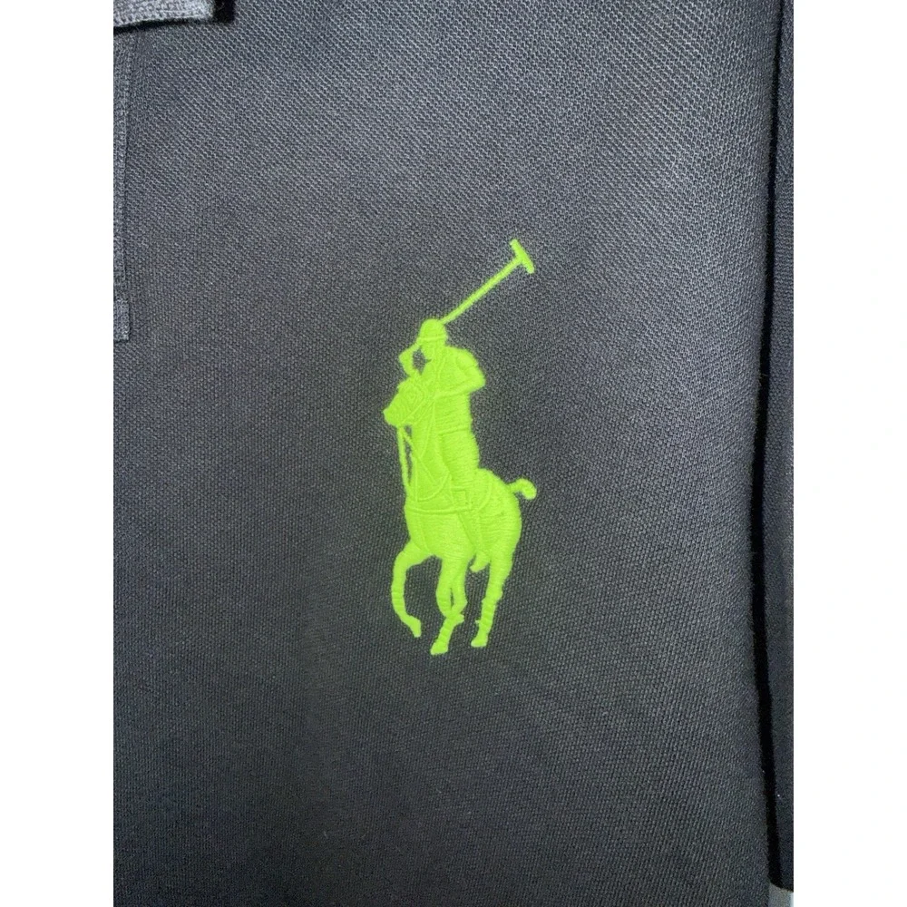 RALPH LAUREN Polo Men's Shirt Big Pony Logo Rugby Black Custom Fit Size XXL